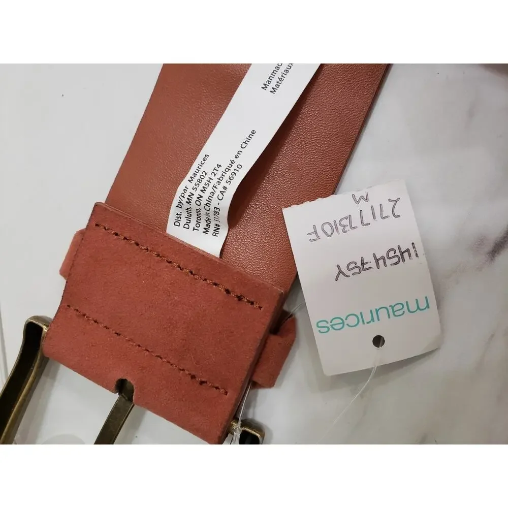 NEW Maurices Faux Suede Leather Belt‎ Women's LARGE Rust Color Stitching Detail